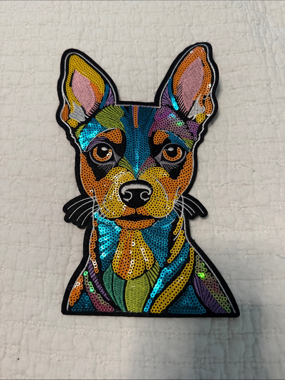 NWOT Mexican Sequined Multicolor Dog Patch - Vibrant Decorative Applique
